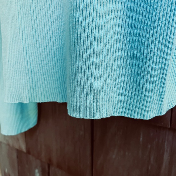 Liz Claiborne Lizsport  Vintage 💯Cotton Light Blue Ribbed Sweater Turtleneck  L - Picture 11 of 11